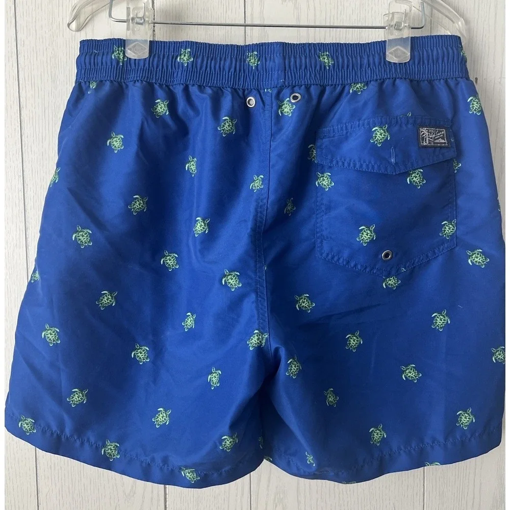 Polo Ralph Lauren Traveler Swim Trunks Men's L Blue Sea Turtle Lined Classic Ex